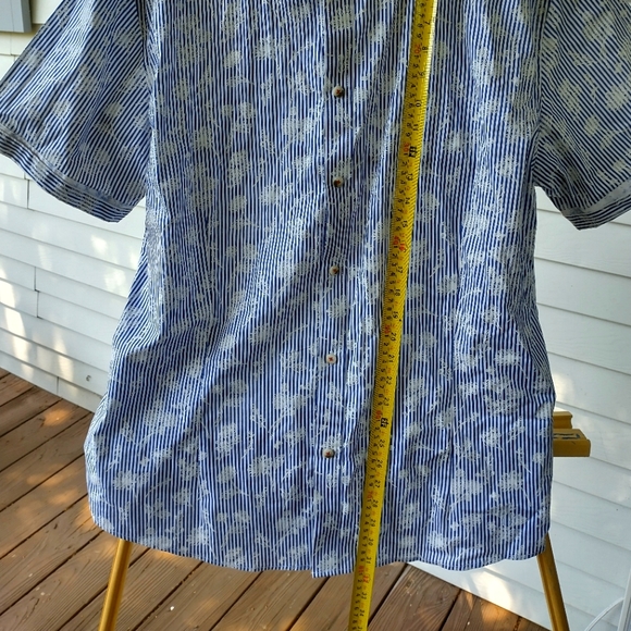Billy London Floral Shadow Stripe Blue and White Button Down Size XXL - Picture 4 of 5